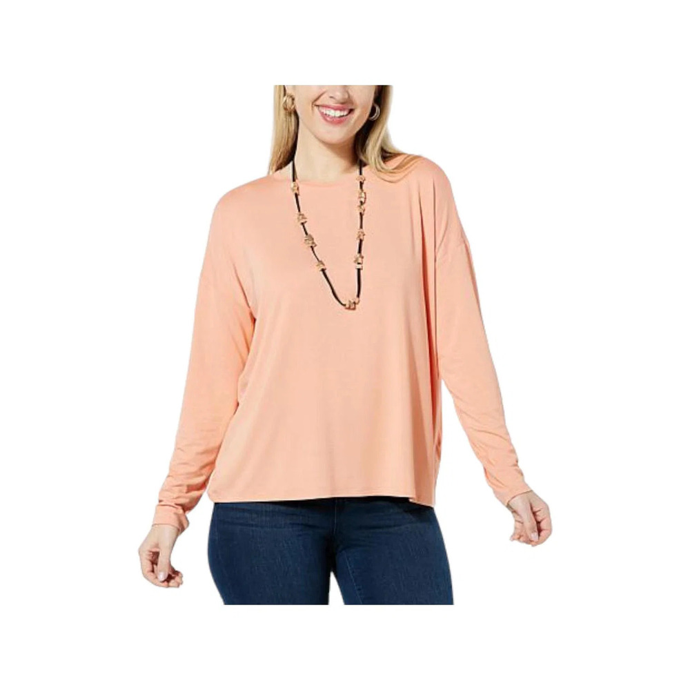WynneLayers Long-Sleeve Crewneck Tee Coral - Regular